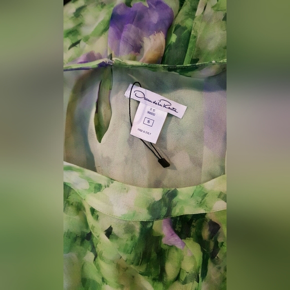$5,900 NEW OSCAR DE LA RENTA ADOREABLE SILK GREEN IRISES RUNWAY DRESS US 8, 16 - Picture 14 of 16